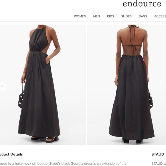 NWT Staud Georgia Black Halter Cutout Tie Back Maxi Dress size 4 - Picture 3 of 5